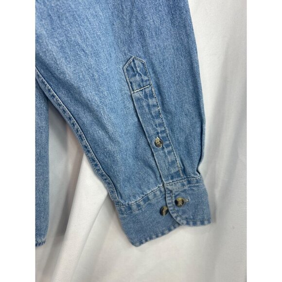 Port Authority Men's Blue Button-Up Shirt Cotton Denim Long Sleeve Size XL (C-3) - Picture 4 of 9